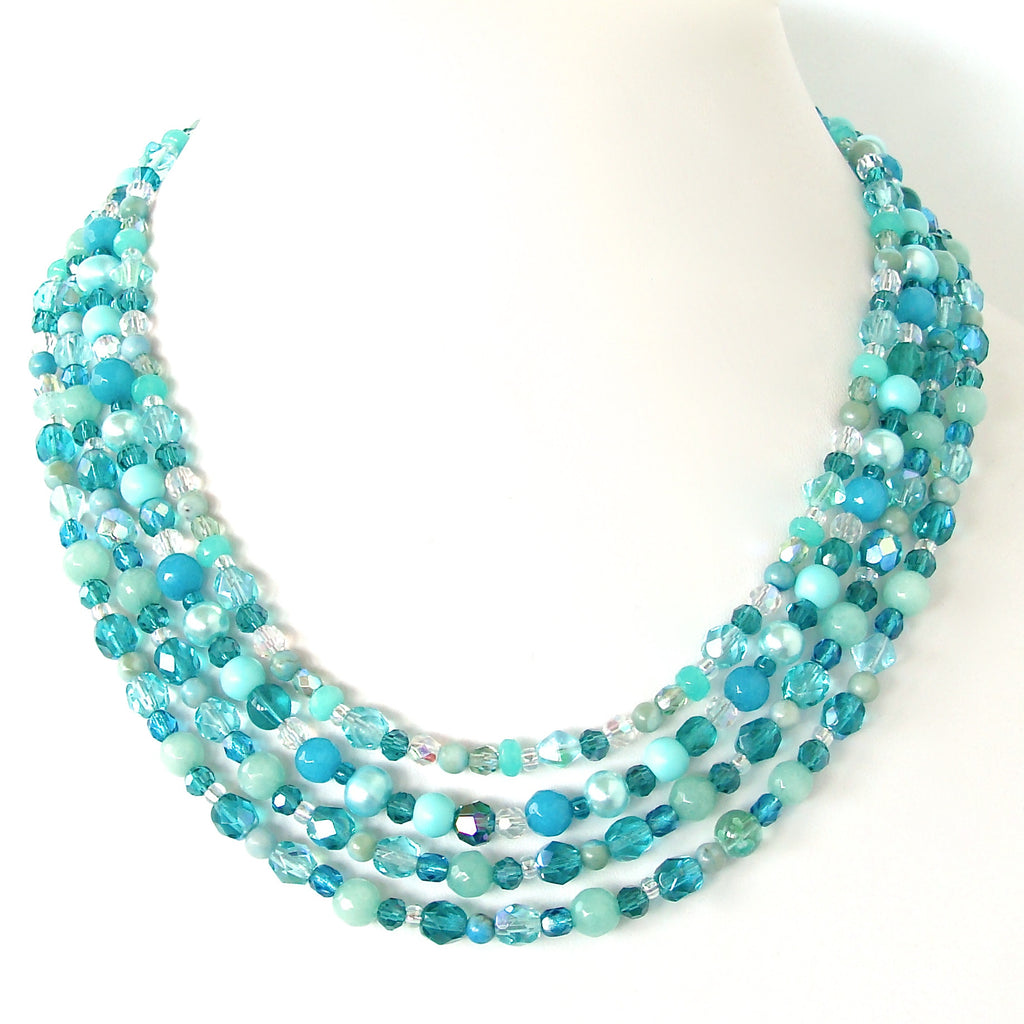 6' Teal Crystal Necklace