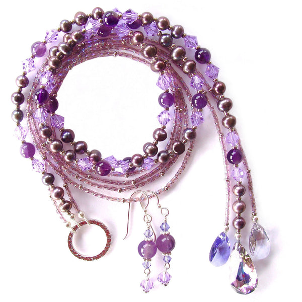 Amethyst Lariat Necklace Set