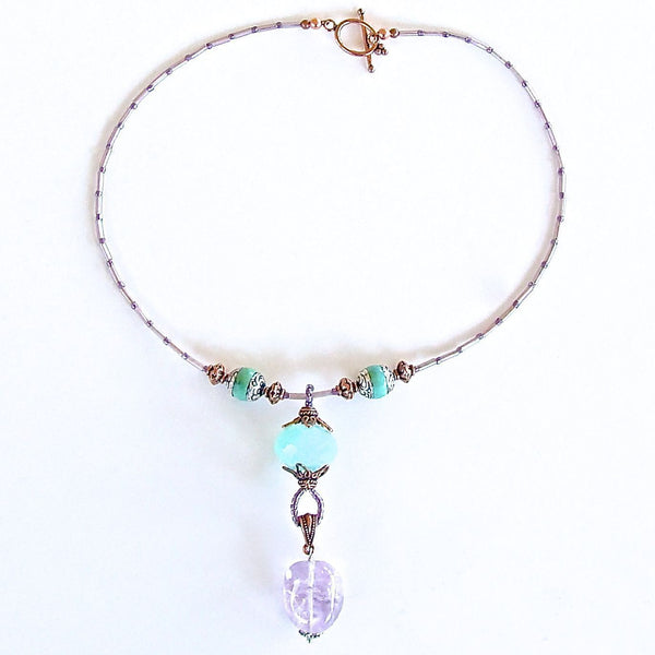 Aqua Chalcedony Pendant Necklace