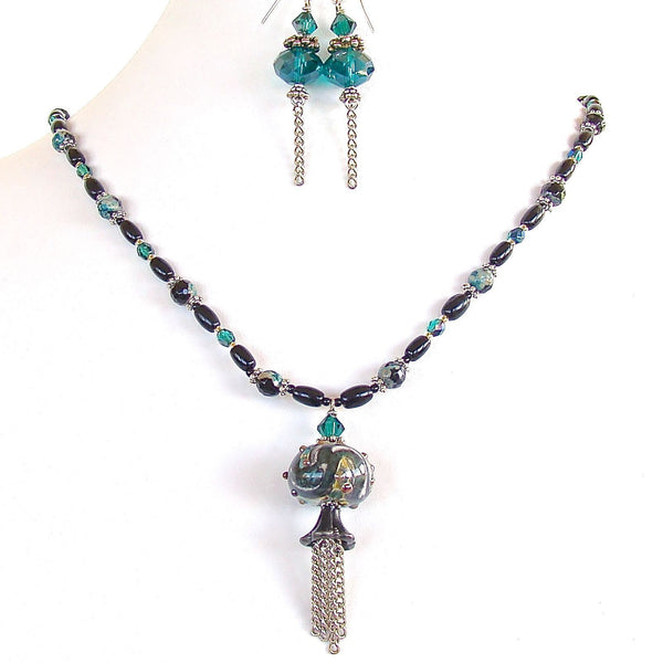 Art Glass Tassel Necklace