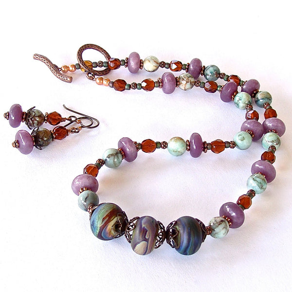 Artsy Beaded Gemstone Necklace