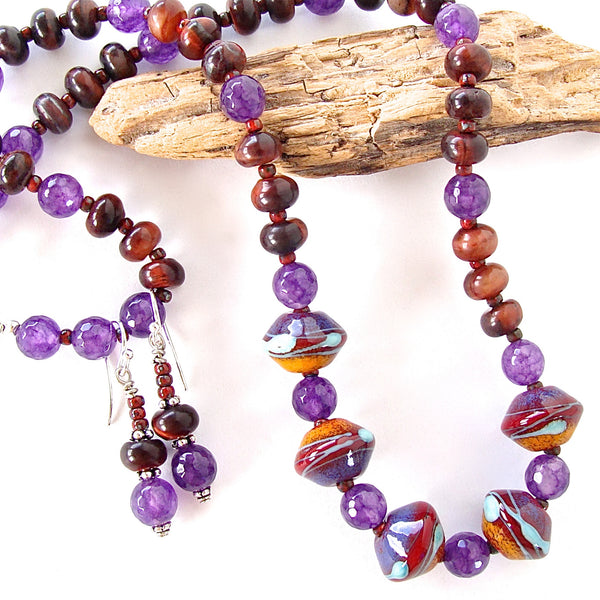 Artsy Jewelry with Purple Gemstones