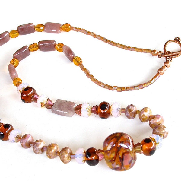 Aubergine and Amber Charoite Stone Necklace