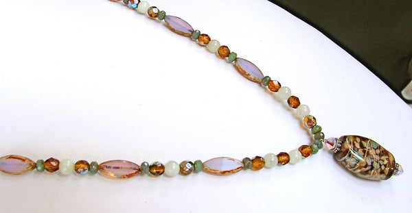 Garden Mum: 20" Autumn Necklace with Hand Blown Glass Beads