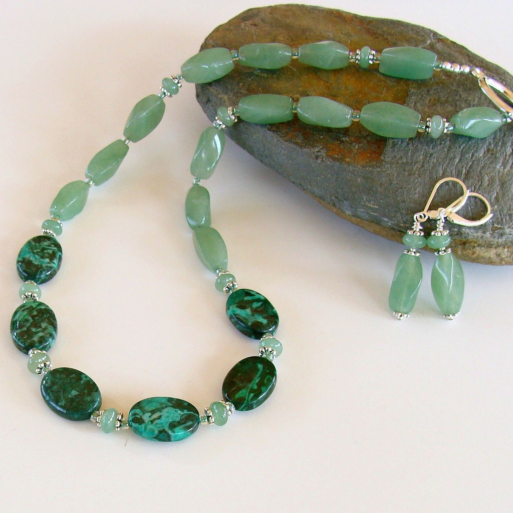 Aventurine and Malachite Necklace Set