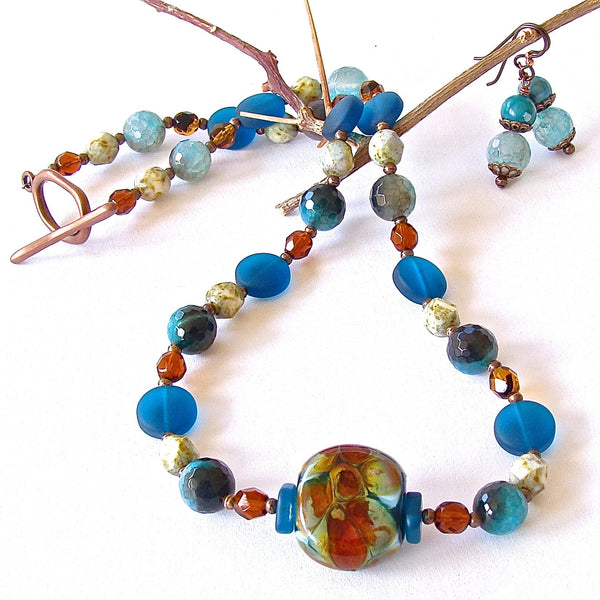Beaded Glass Teal Jewelry