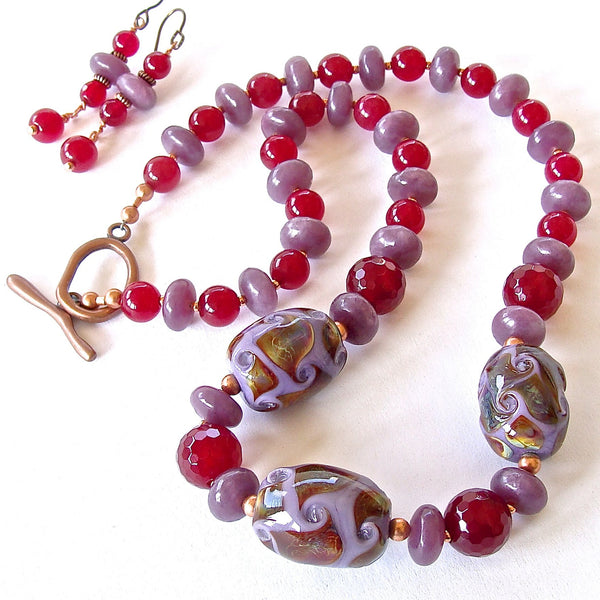 Beaded Jewel Tone Necklace Set