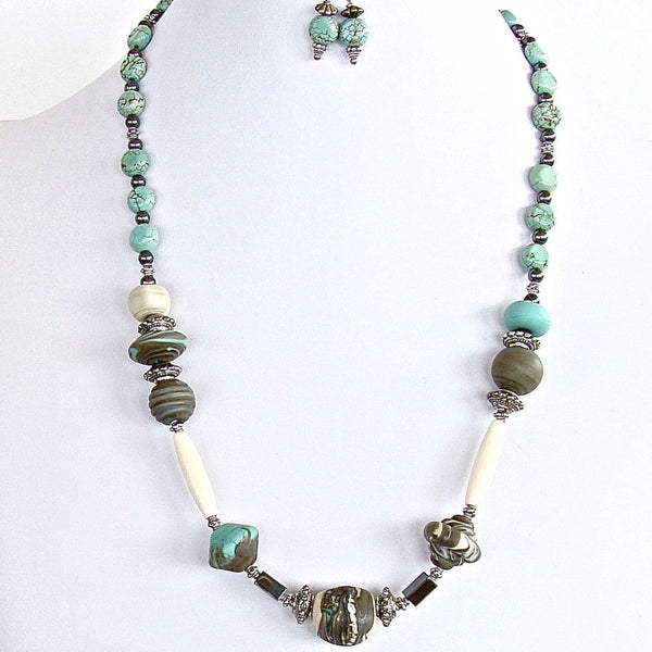 Persian Princess: 21" Lampwork and Hematite Necklace Set