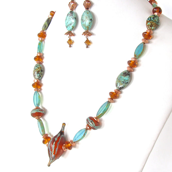 Vega: Unique Necklace with Green Turquoise