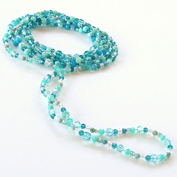 Beaded Teal Crystal Necklace