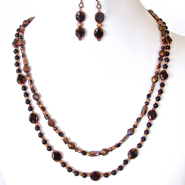 Black Beaded Necklace Set