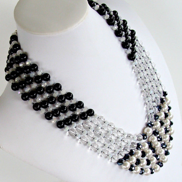 Eclipse: 25" Black and White Statement Necklace