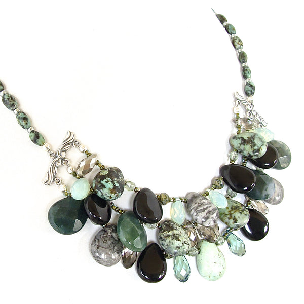 Black Gemstone Statement Necklace