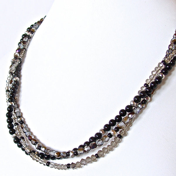 Twister: Handmade Black and Silver Necklace