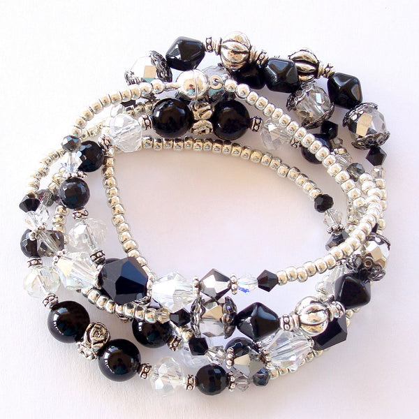 Black and silver wrap bracelet