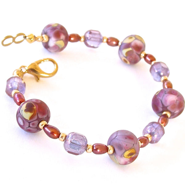 Blossom: Blown Glass Bracelet in Purples