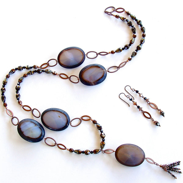 Blue Agate Necklace Set