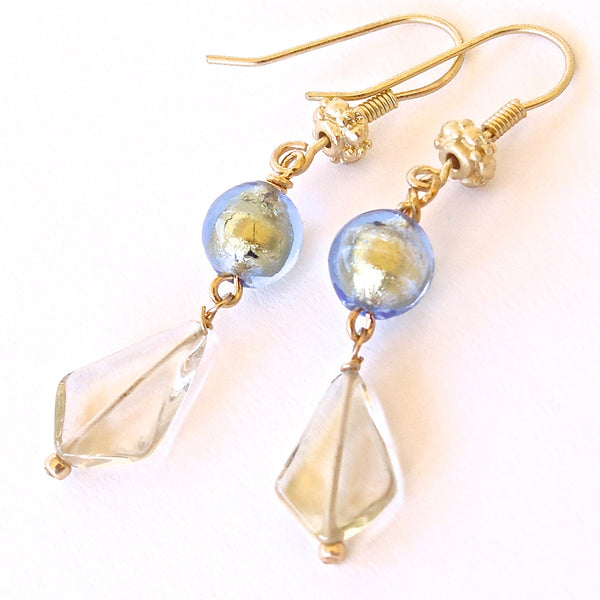 Blue Glass Drop Earrings