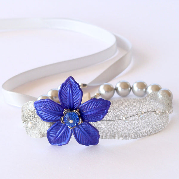 Blue Flower Choker
