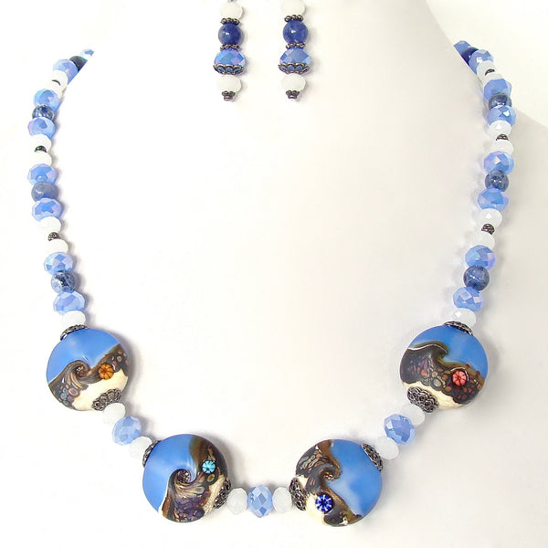 Blue and white necklace