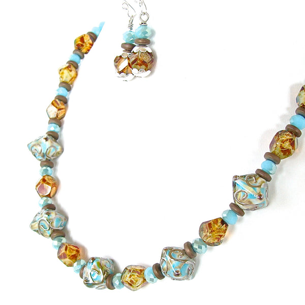 Blue glass necklace