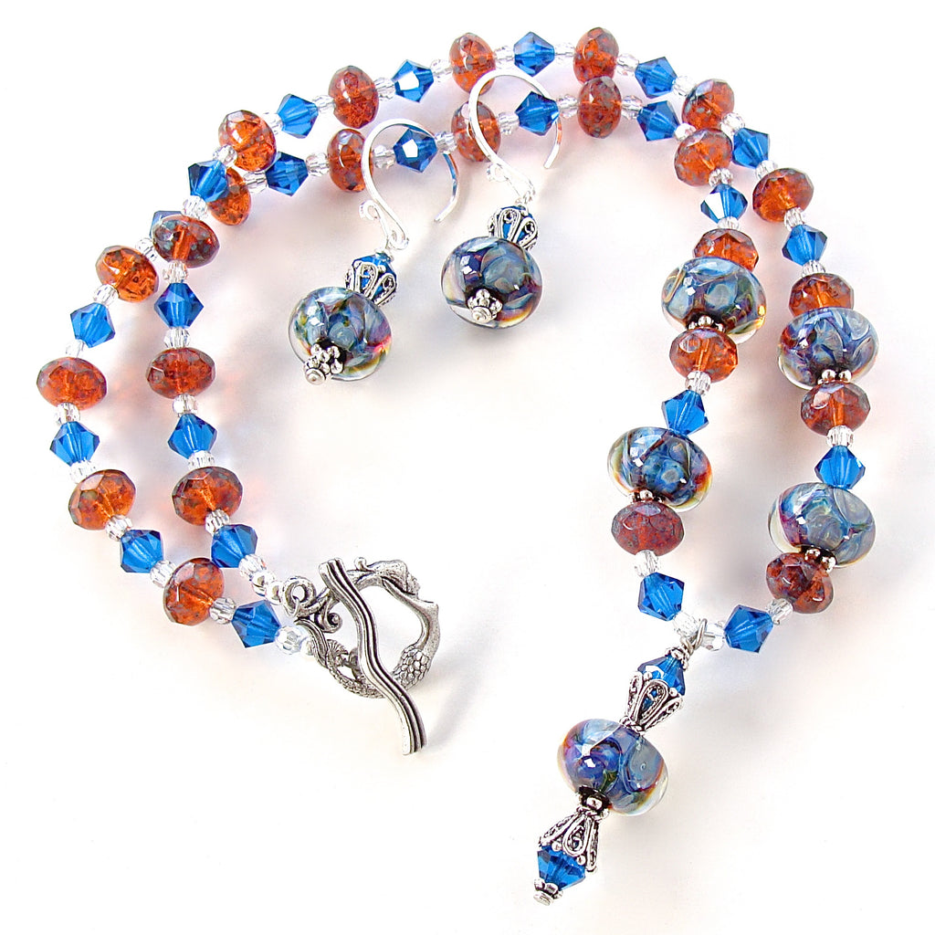 Blue glass pendant necklace