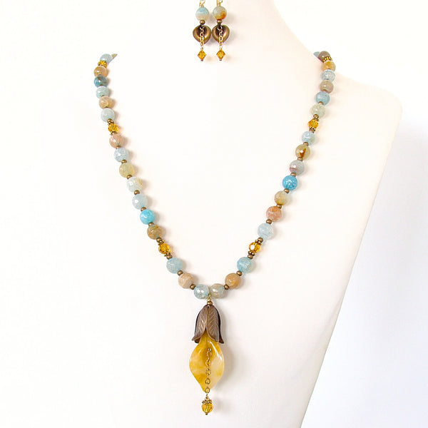 Boho pendant necklace set