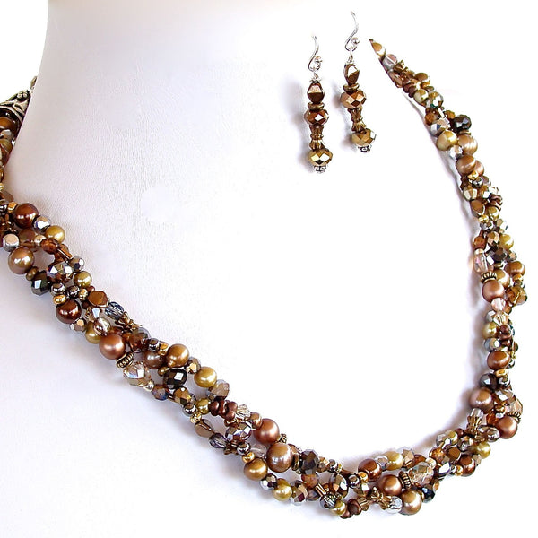 Braided beaded necklace set