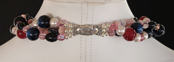 Bunny Hop: 18.5 inch 3 Strand Crystal Necklace Back