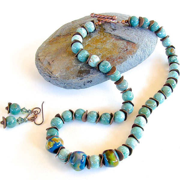 Celadon Ocean Jasper Necklace Set