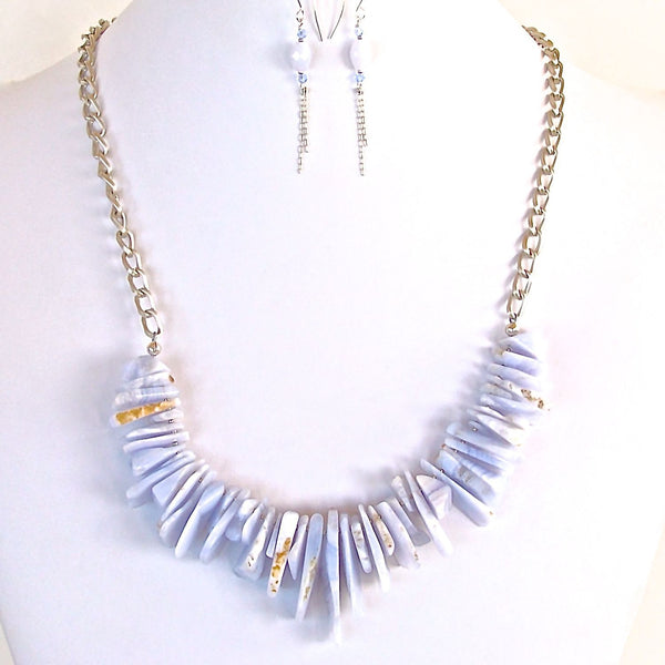 Chunky Light Blue Necklace Set
