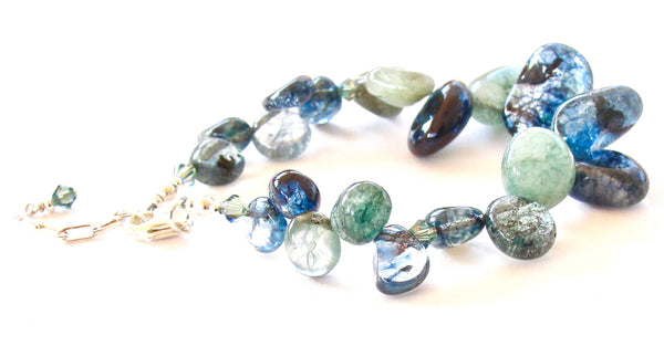 Chunky Bracelet of Blue and Green Gemstones