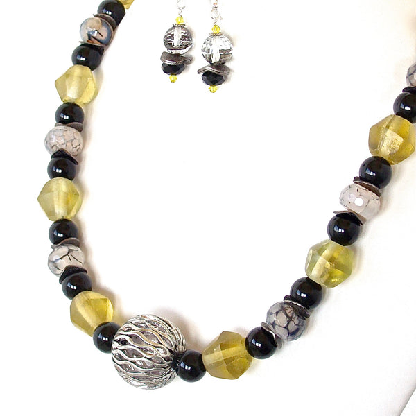 chunky yellow statement necklace