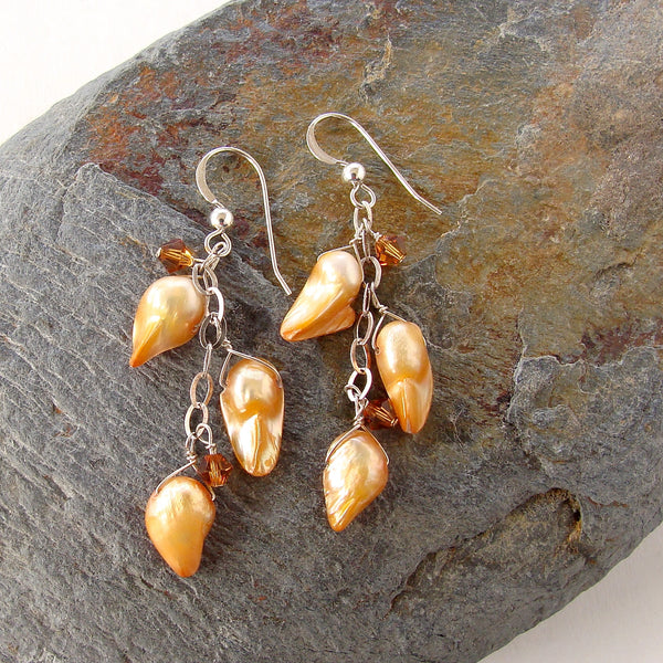 Crystal and pearl drop earrings