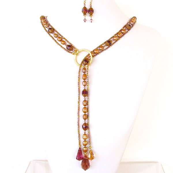 Crystal and Pearl Lariat