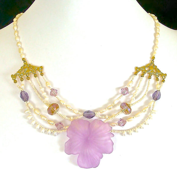 Floral and Pearl Statement Necklace