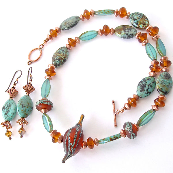 Vega: Unique Necklace with Green Turquoise