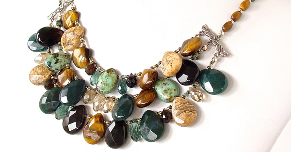 Sage: Green Stone Statement Necklace