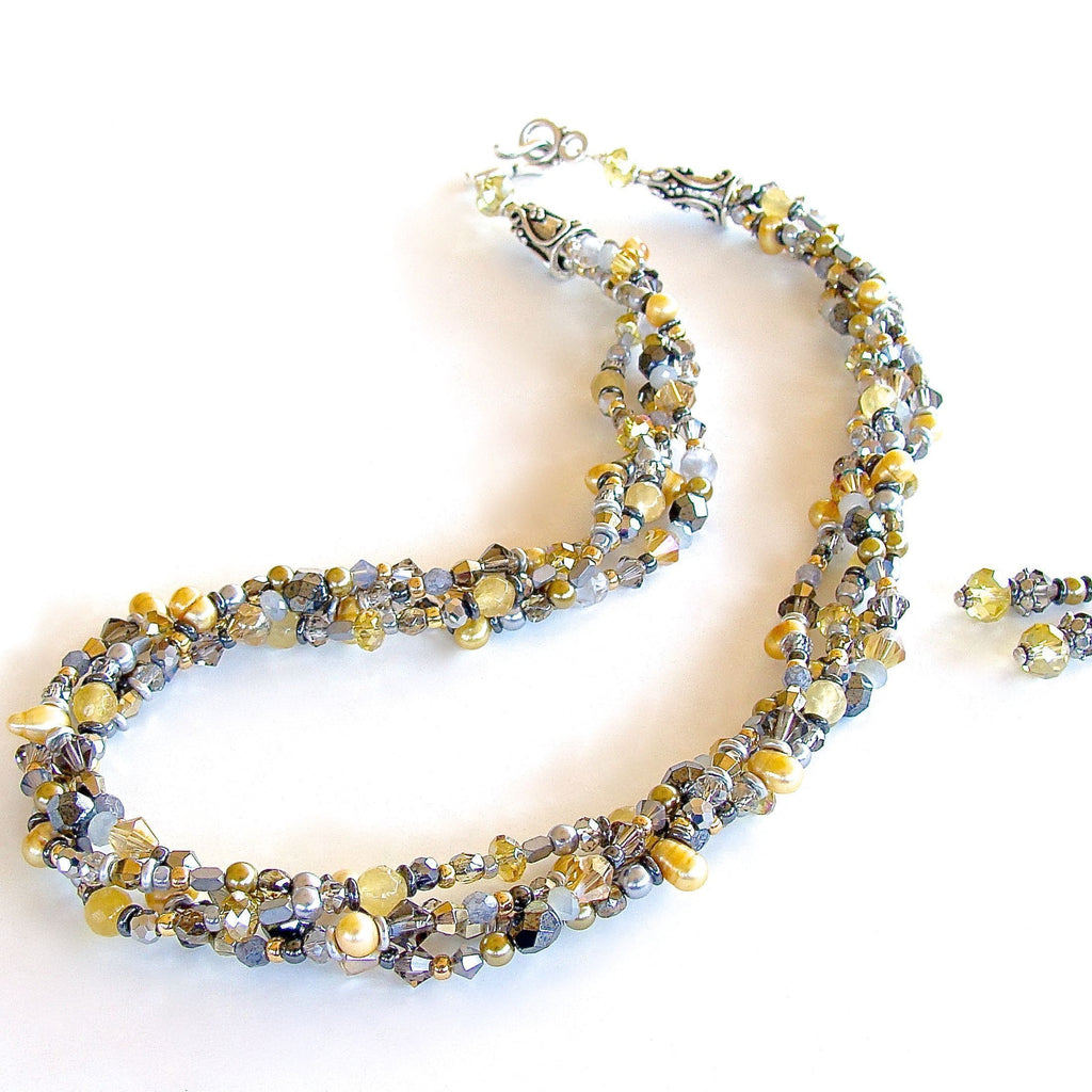 Gray Pearl Necklace Set
