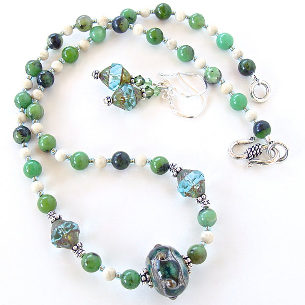 Green Stone Necklace Set