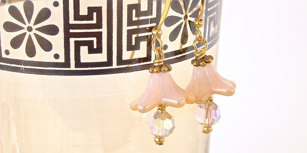 Handcrafted Pink Flower Earrings
