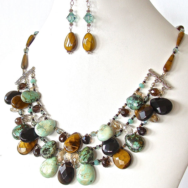 Handcrafted Tigers Eye Artisan Statement Necklace