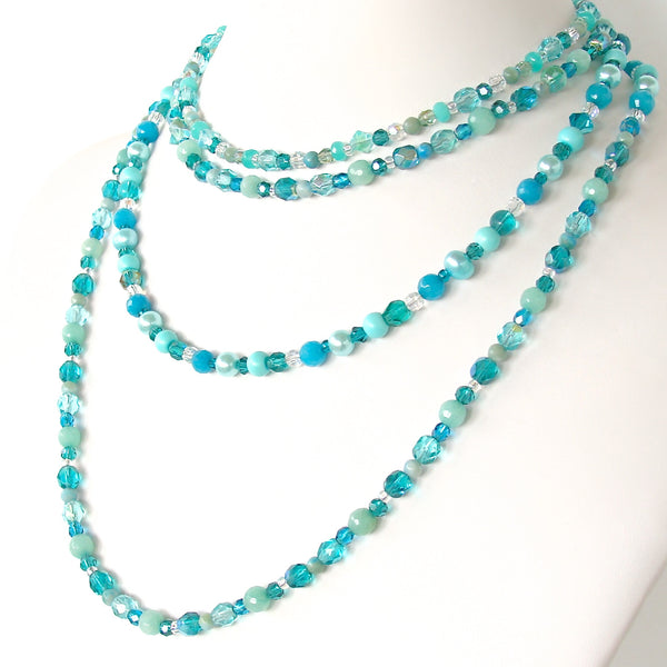 Handcrafted teal crystal necklace