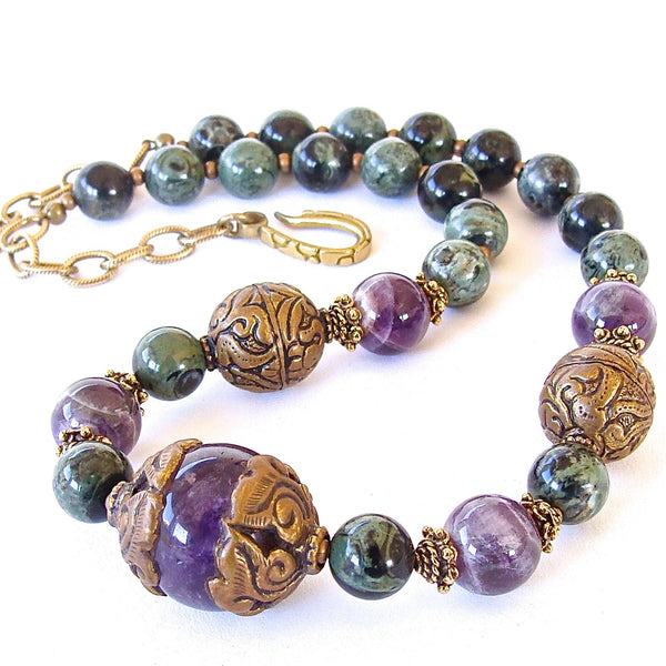 Handmade Amethyst Beaded Choker