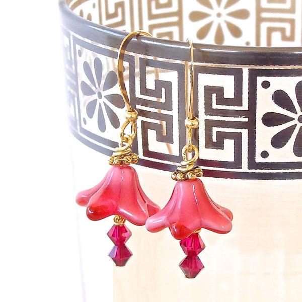 Handmade Fuchsia Flower Earrings