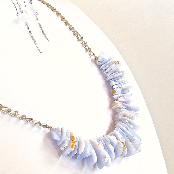 Handmade Light Blue Gemstone on Chain