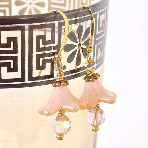 Handmade Pink Flower Earrings