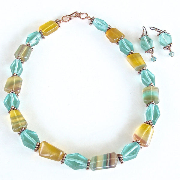 Handmade Rainbow Fluorite Necklace Set