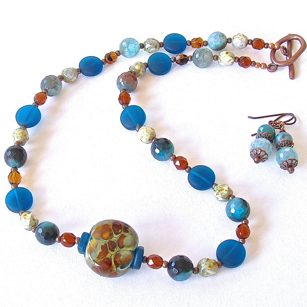 Handmade Teal Necklace Set