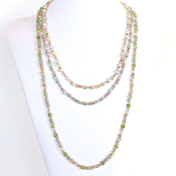 Handmade pink and green glass necklace